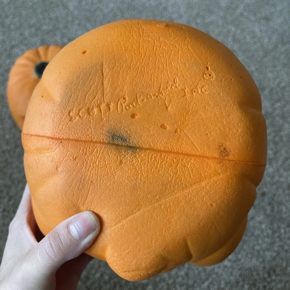 Vtg Scott Port A Fold  Todd Masters style Foam Jack O Lantern Pumpkins Halloween